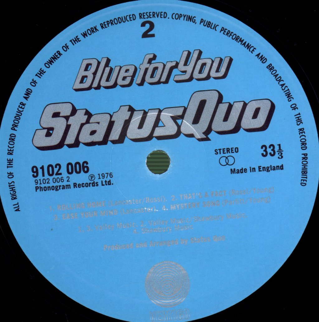 Status Quo - Blue For You - Lp