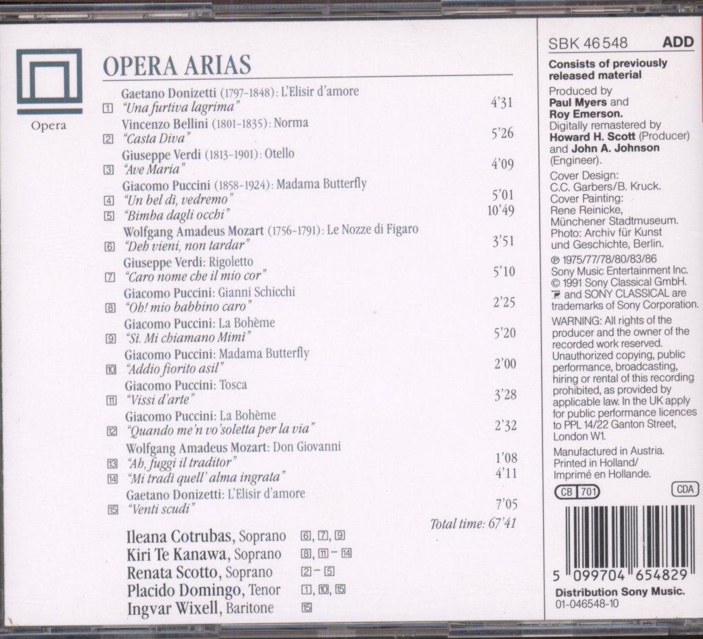 Various Artists - Opera Arias - Cd