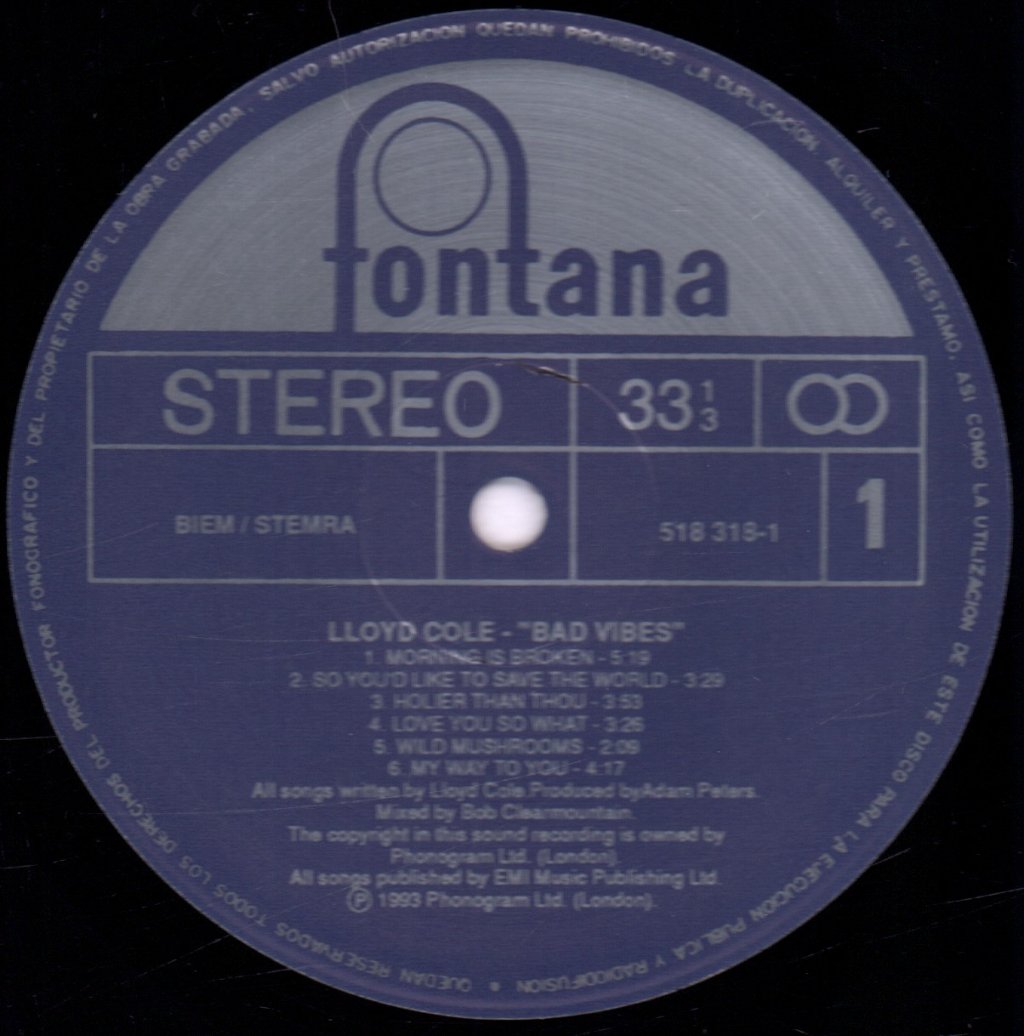 Lloyd Cole - Bad Vibes - Lp