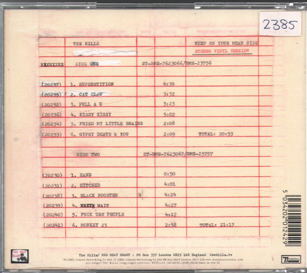Kills - Keep On Your Mean Side - Cd