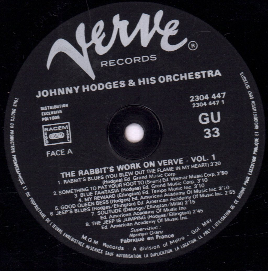 Johnny Hodges - Rabbits Work On Verve Vol 1 - Lp