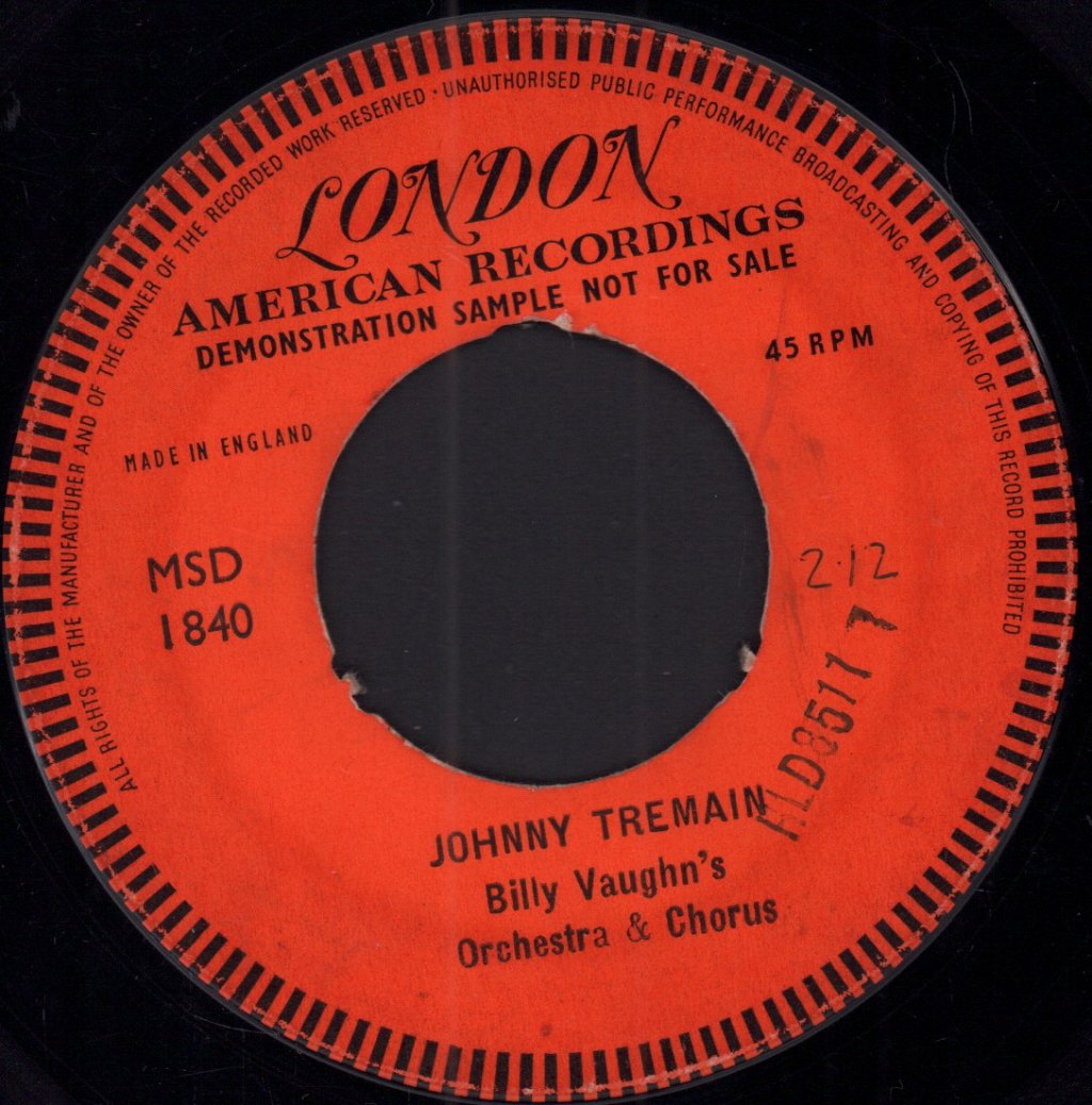 billy vaughn's orchestra & chorus - Johnny Tremain - 7 Inch