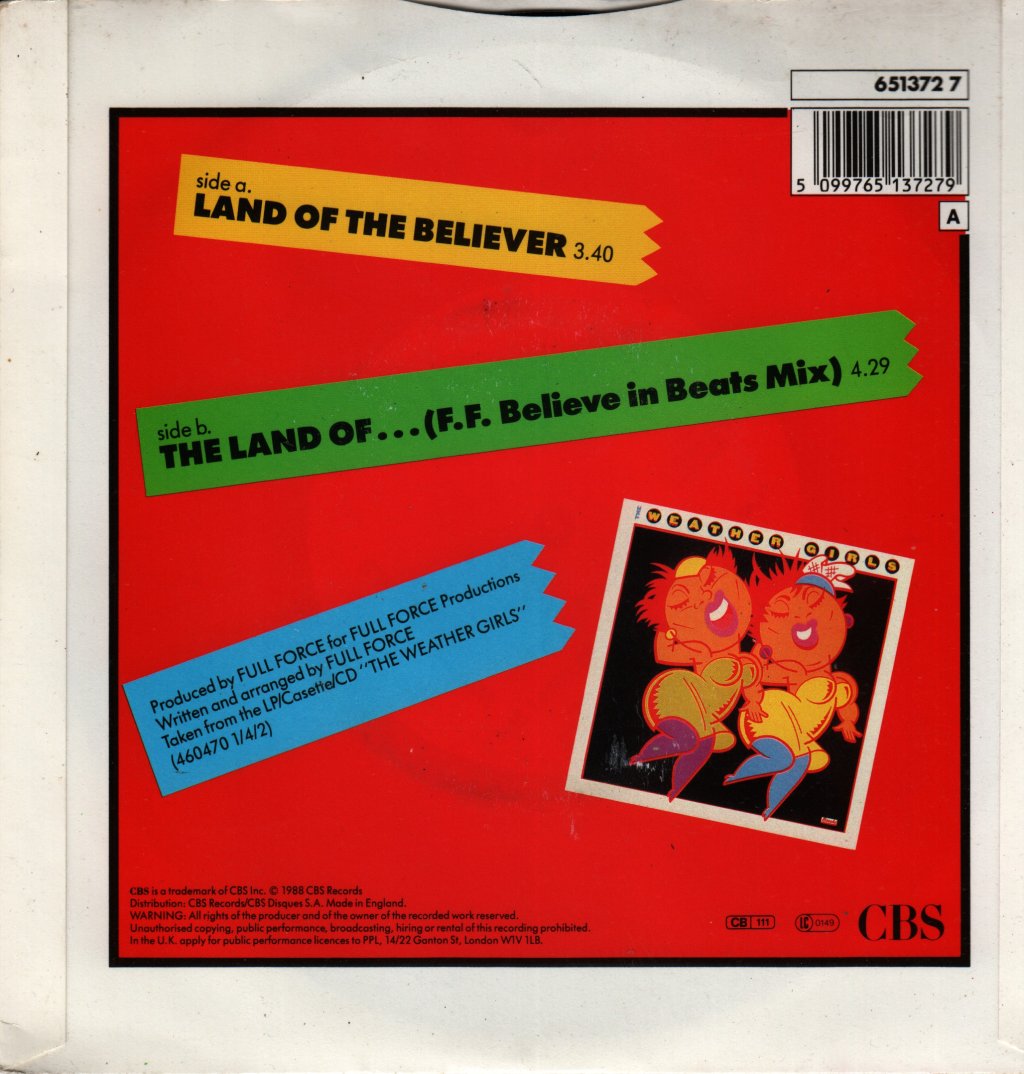 Weather Girls - Land Of The Believer - 7 Inch