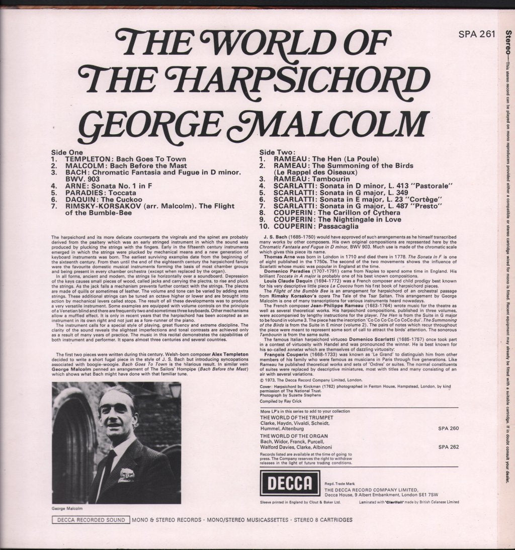 George Malcolm - World Of The Harpsichord - Lp