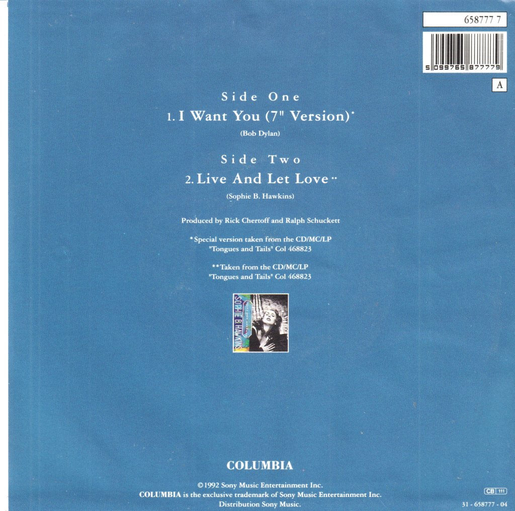 Sophie B. Hawkins - I Want You - 7 Inch