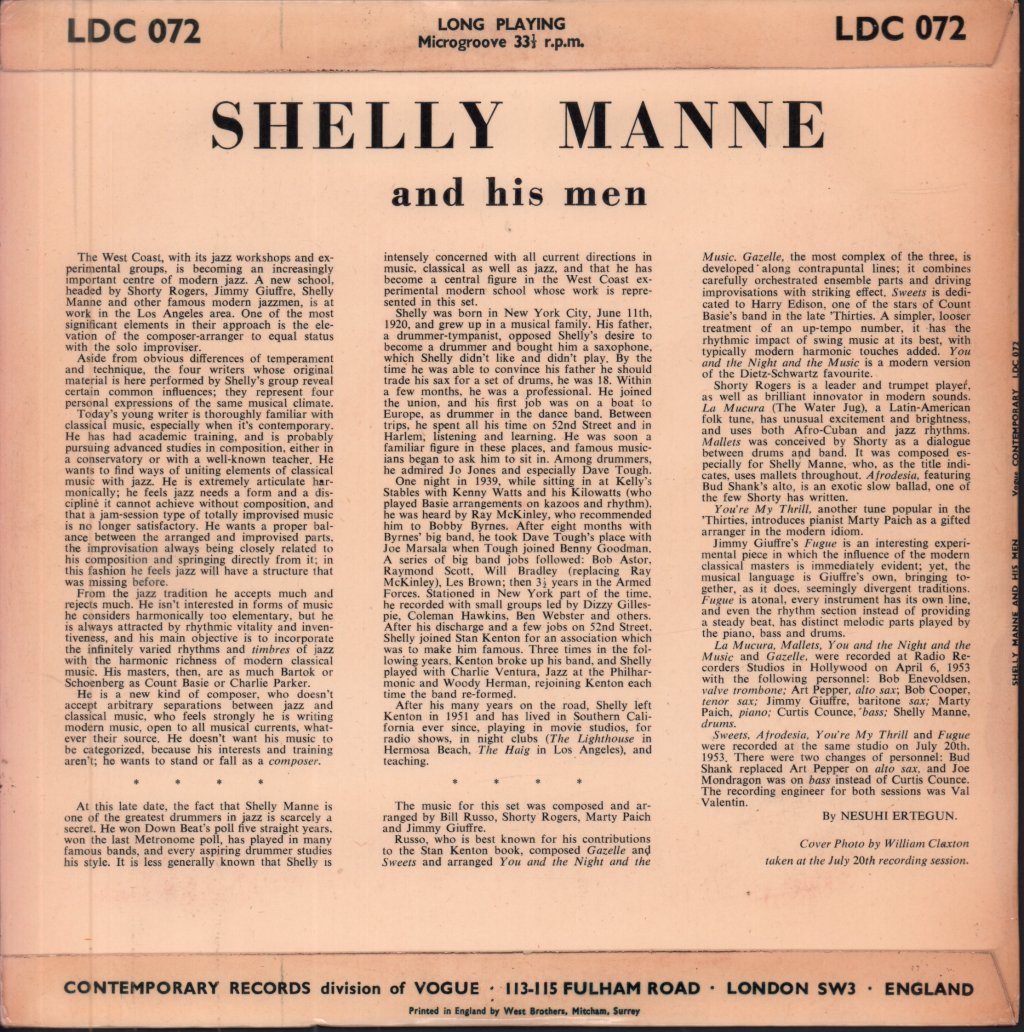Shelly Manne And His Men - Shelly Manne And His Men - Lp