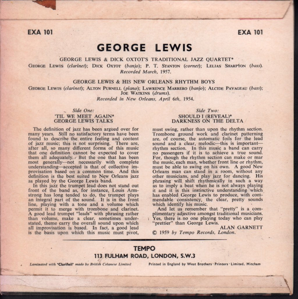 George Lewis - 'Til We Meet Again - 7 Inch