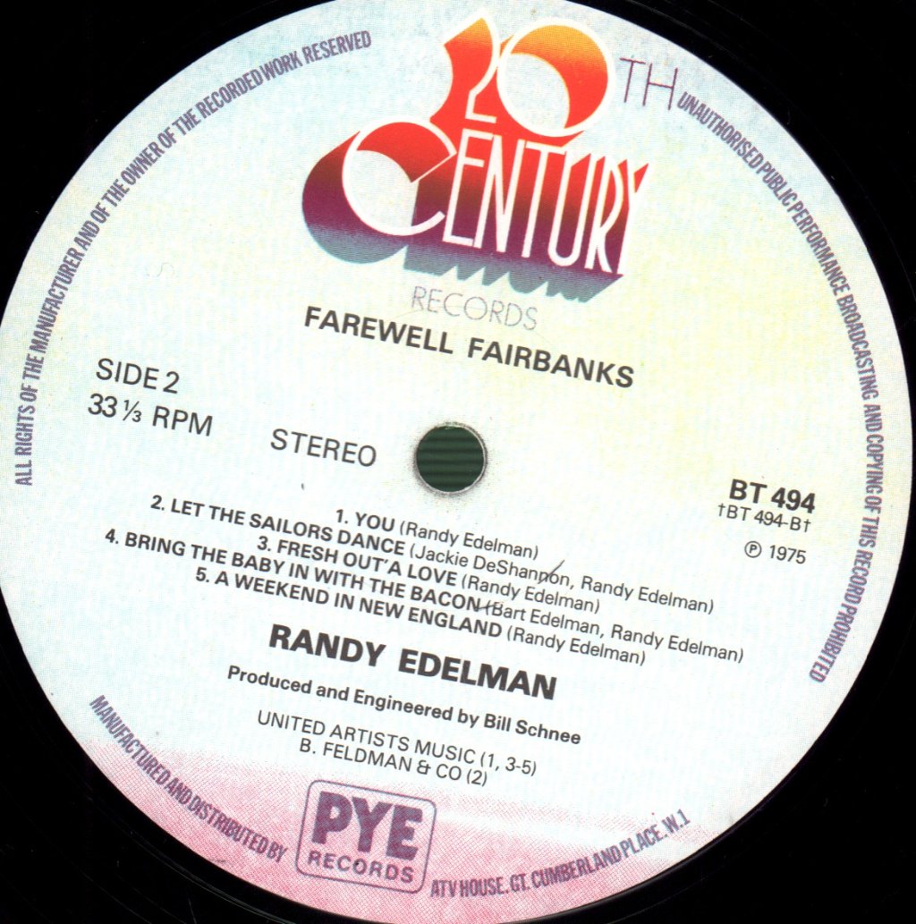 Randy Edelman - Farewell Fairbanks - Lp