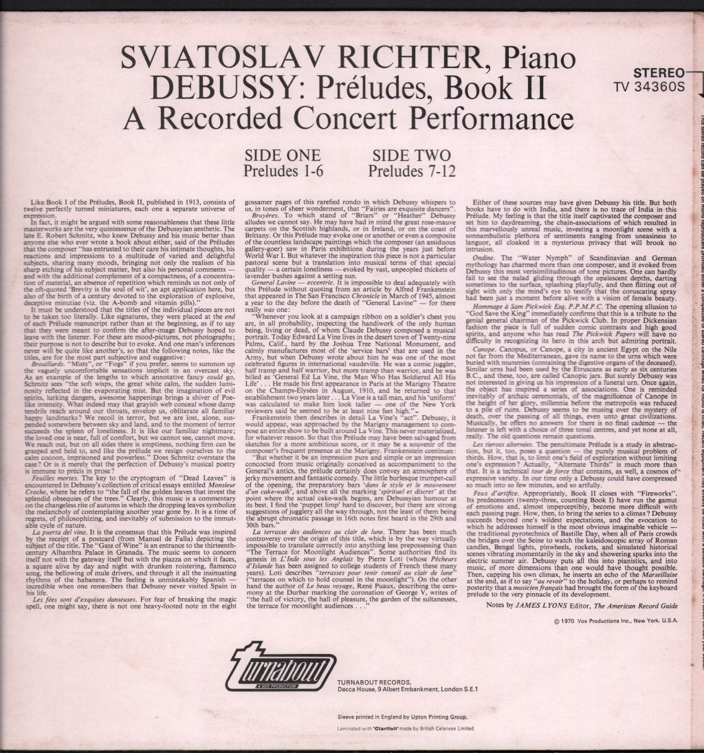 Sviatoslav Richter - Debussy - Preludes, Book II - Lp