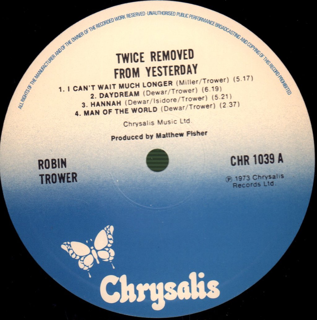 Robin Trower - Twice Removed From Yesterday - Lp