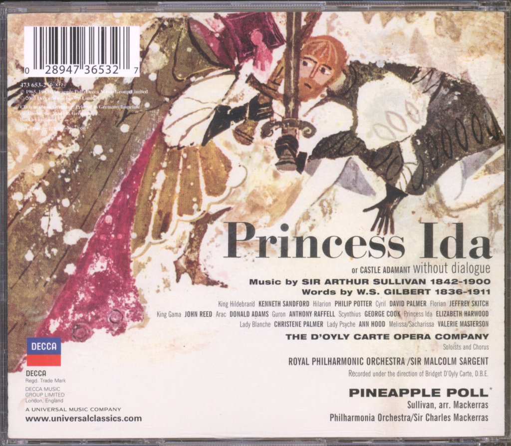 Royal Philharmonic Orchestra, Sir Malcolm Sargent - Gilbert & Sullivan - Princess Ida / Pineapple Poll - Double Cd