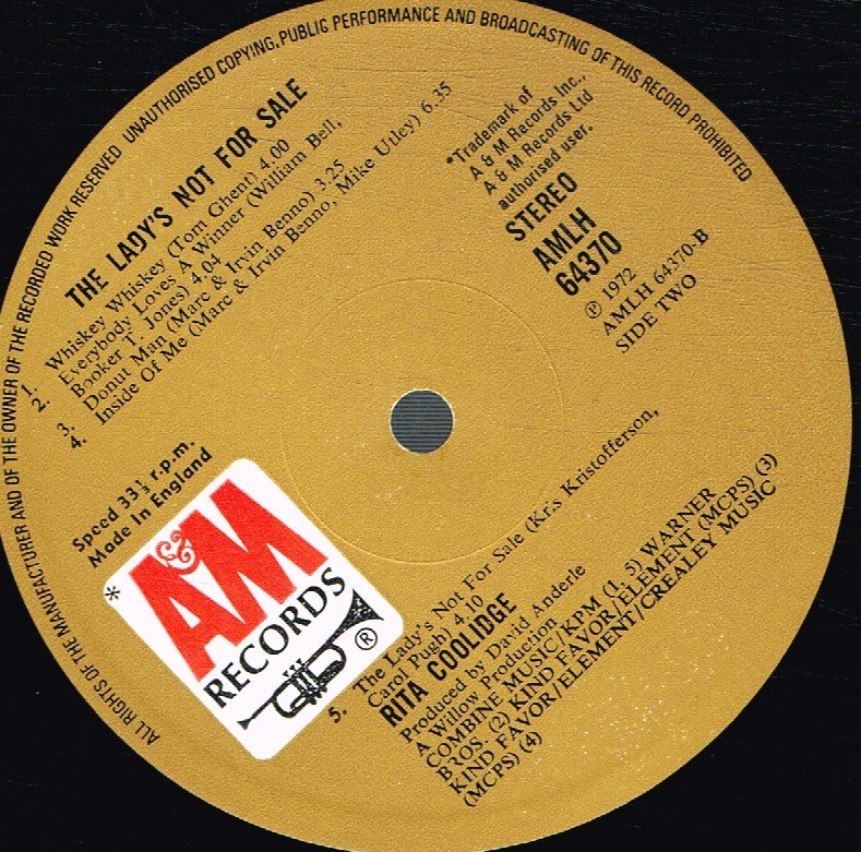 Rita Coolidge - Lady's Not For Sale - Lp