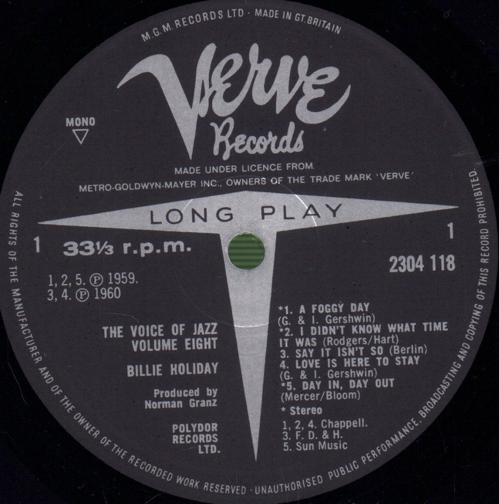 Billie Holiday - Voice Of Jazz, Volume 8 - Lp
