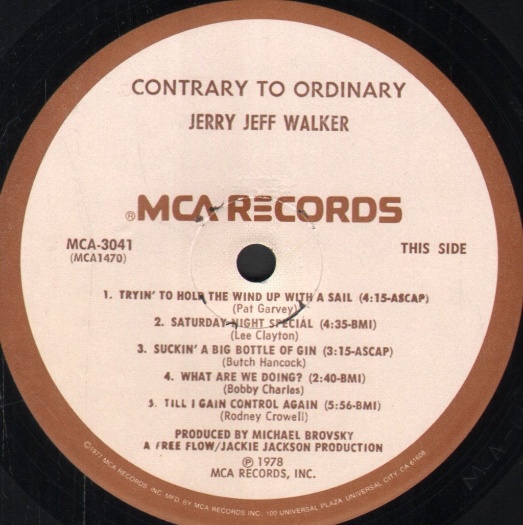 Jerry Jeff Walker - Contrary To Ordinary - Lp