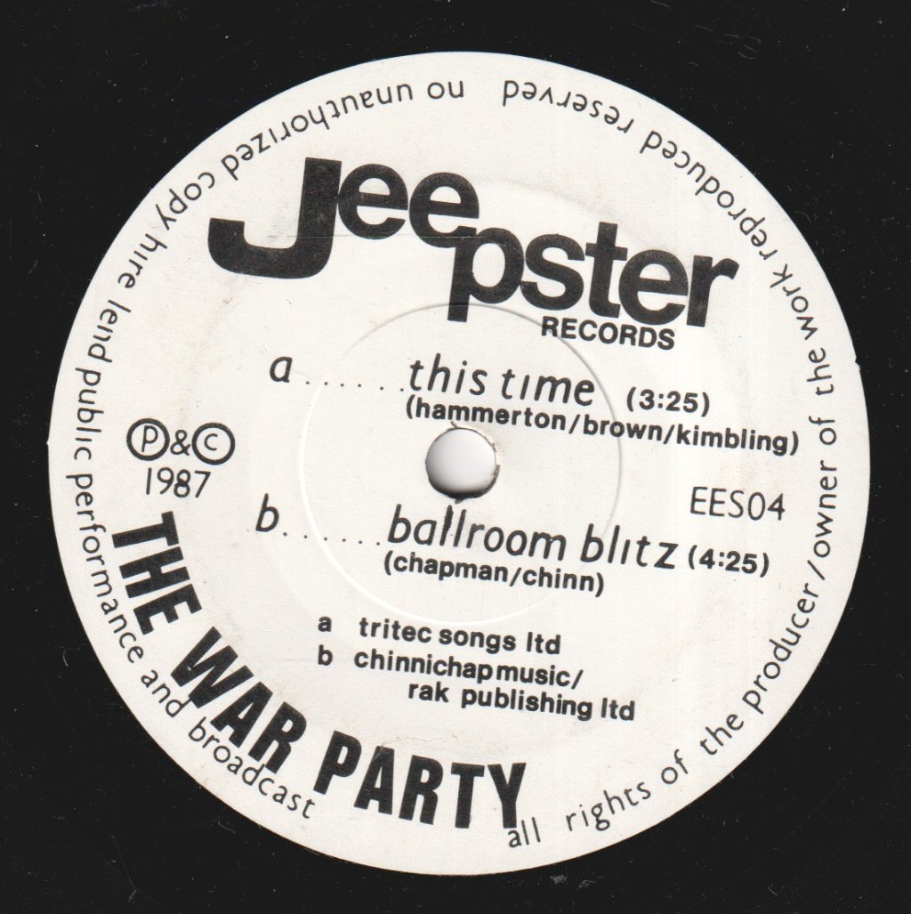 War Party (Rock) - This Time - 7 Inch