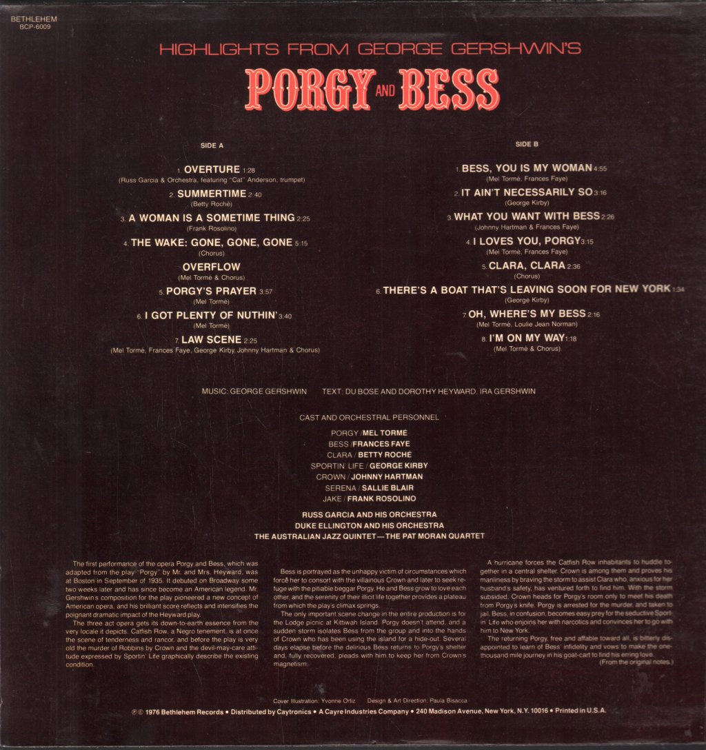 Porgy And Bess - Highlights From George Gershwin's - Lp