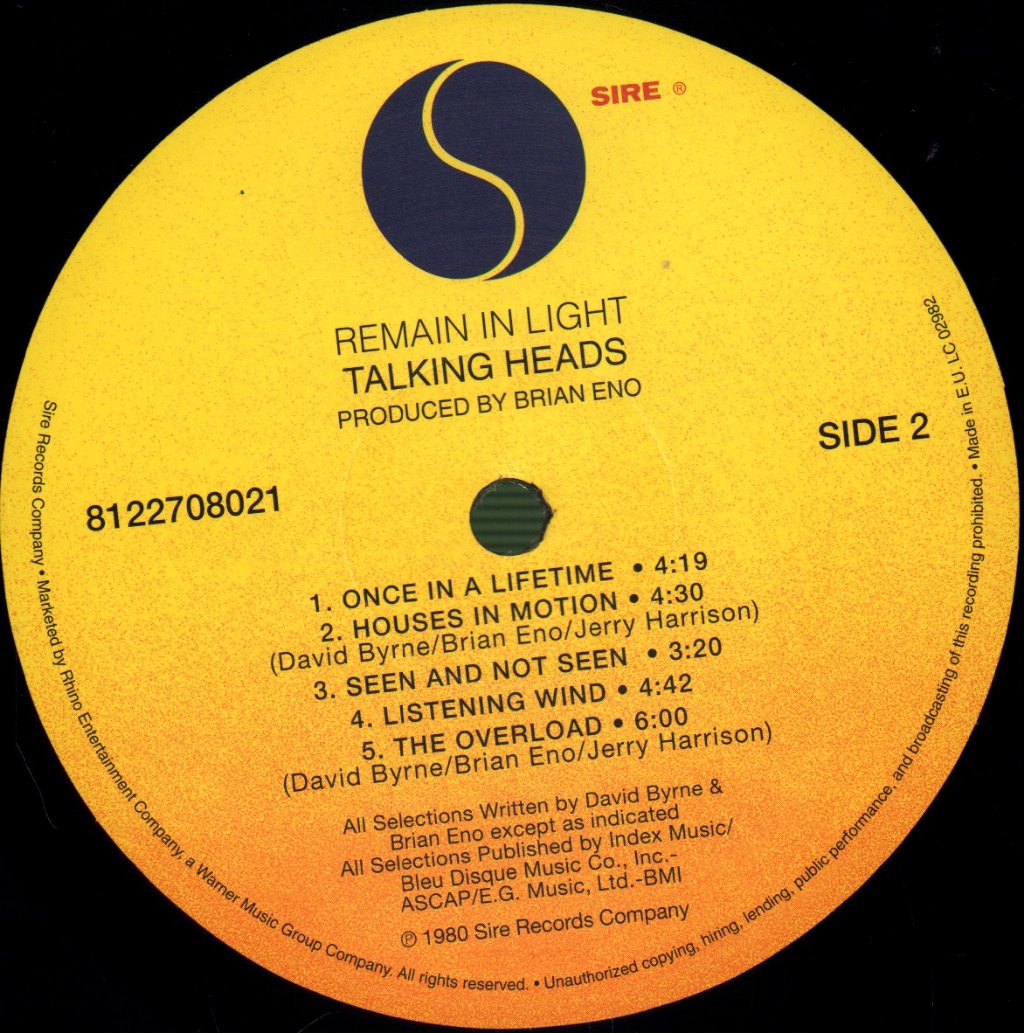 Talking Heads - Remain In Light - Lp