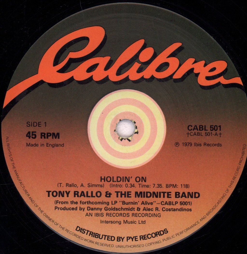 Tony Rallo And The Midnite Band - Holdin' On - 12 Inch