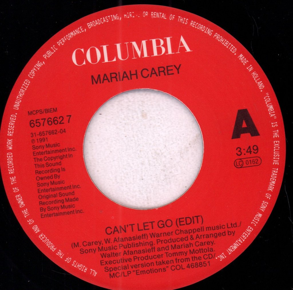 Mariah Carey - Can't Let Go - 7 Inch
