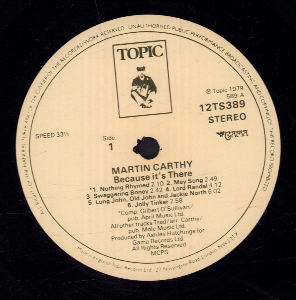 Martin Carthy - Because It's There - Lp