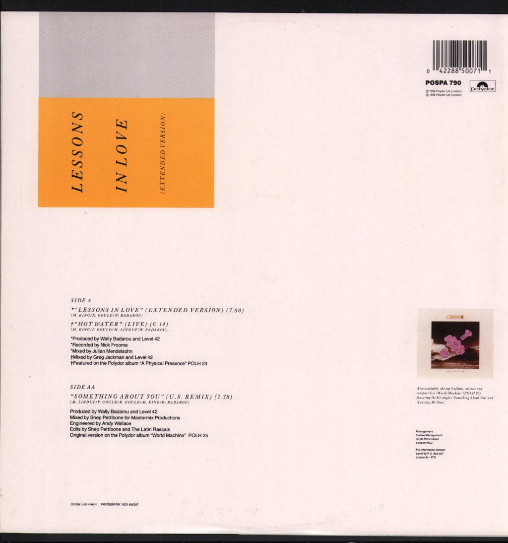Level 42 - Lessons In Love - 12 Inch