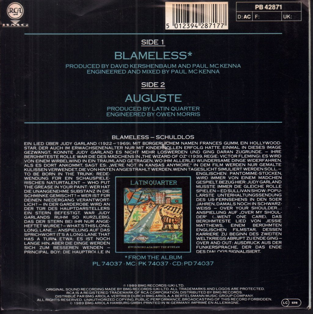Latin Quarter - Blameless - 7 Inch