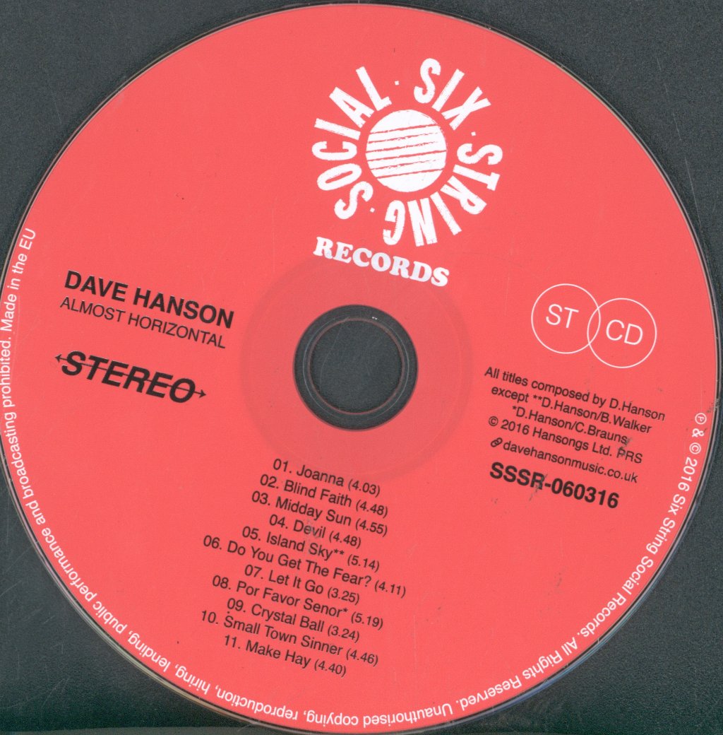 Dave Hanson - Almost Horizontal - Cd