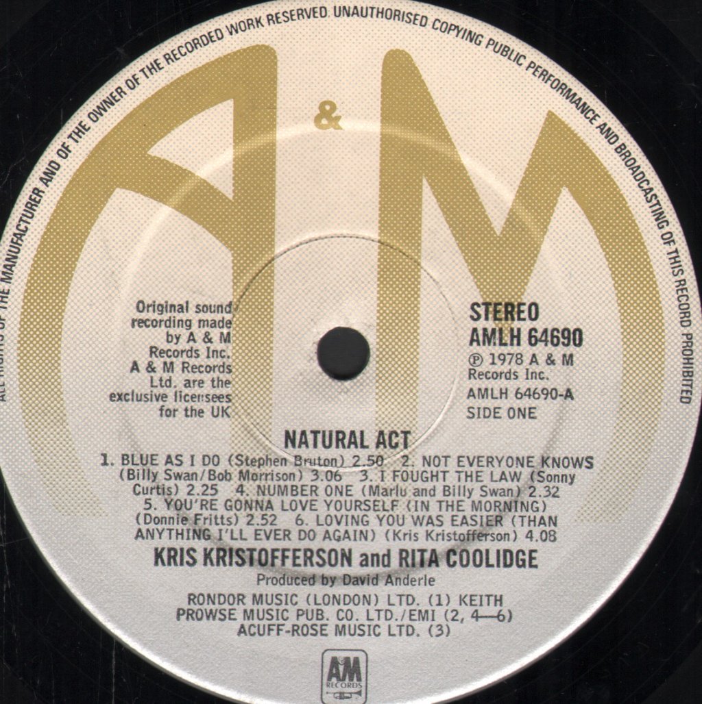 Kris Kristofferson And Rita Coolidge - Natural Act - Lp
