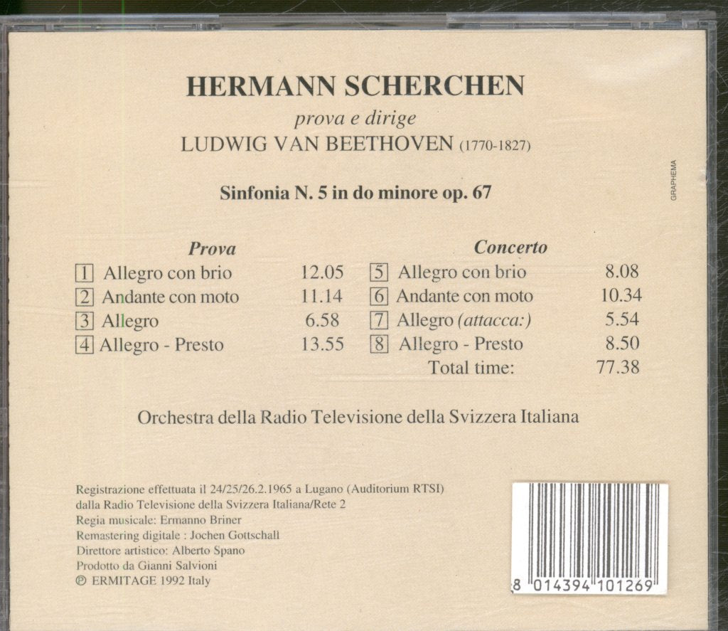 Hermann Scherchen - Beethoven - Sinfonia N. 5 - Cd