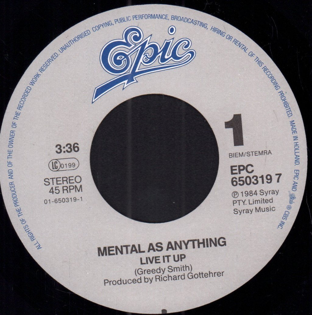 Mental As Anything - Live It Up - 7 Inch