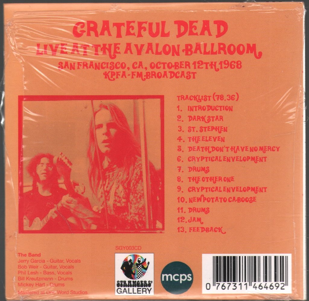 Grateful Dead - Live At The Avalon Ballroom, San Francisco, CA, October 12TH 1968 - Cd