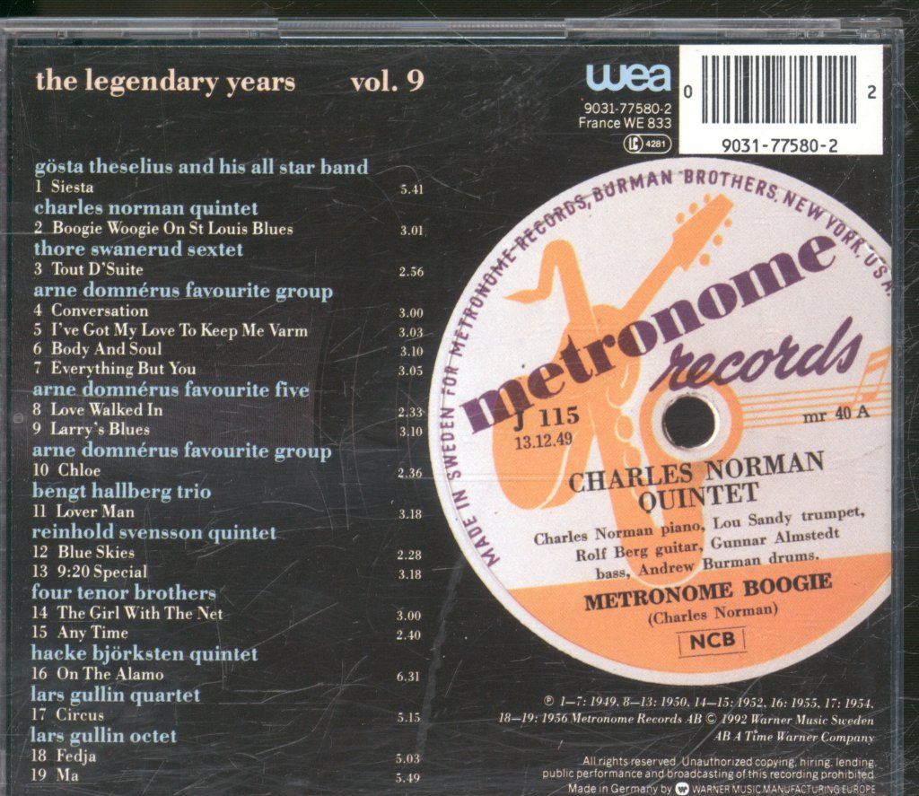 Arne Domnérus, Gösta Theselius, Charles Norman - Legendary Years Vol 9 - Cd