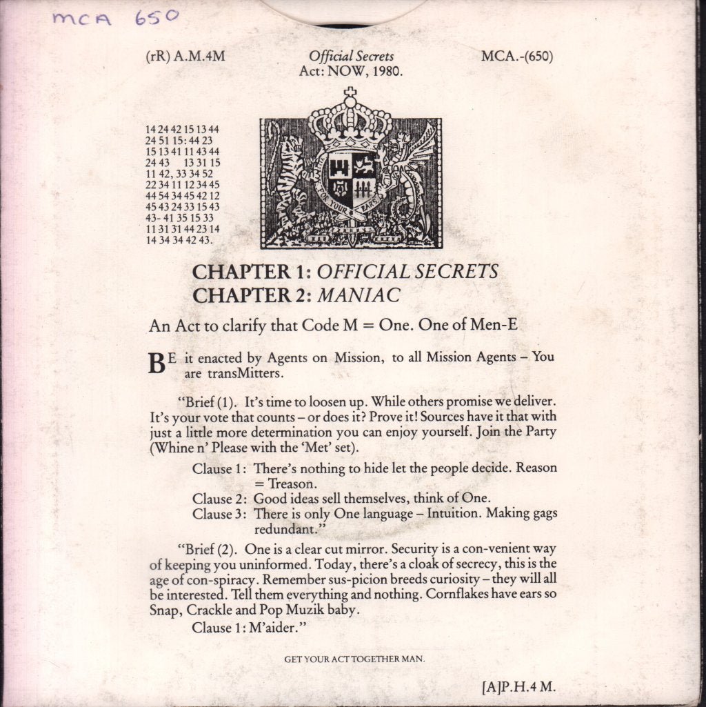 M - Official Secrets - 7 Inch