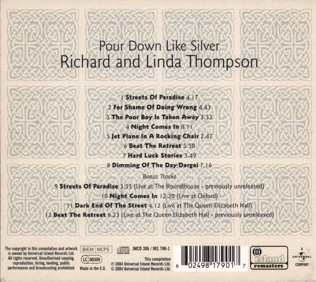 Richard & Linda Thompson - Pour Down Like Silver - Cd