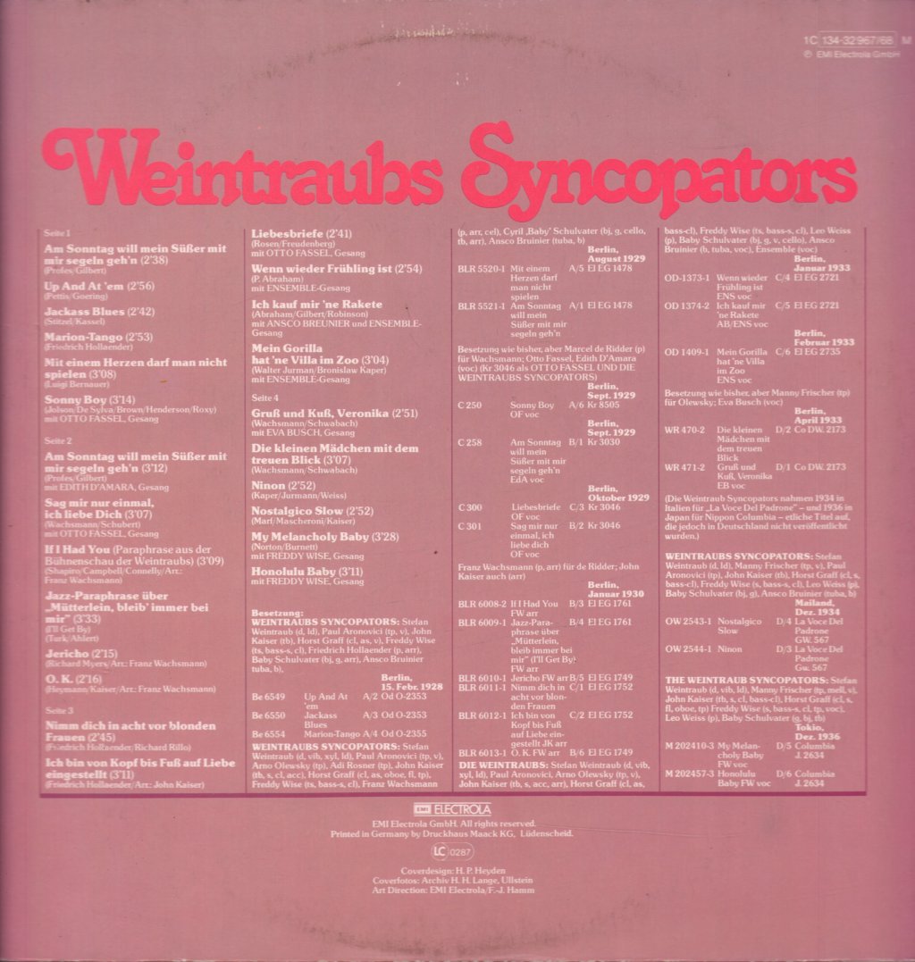 Weintraubs Syncopators - Die Goldene Aera Deutscher Tanzorchester - Double Lp