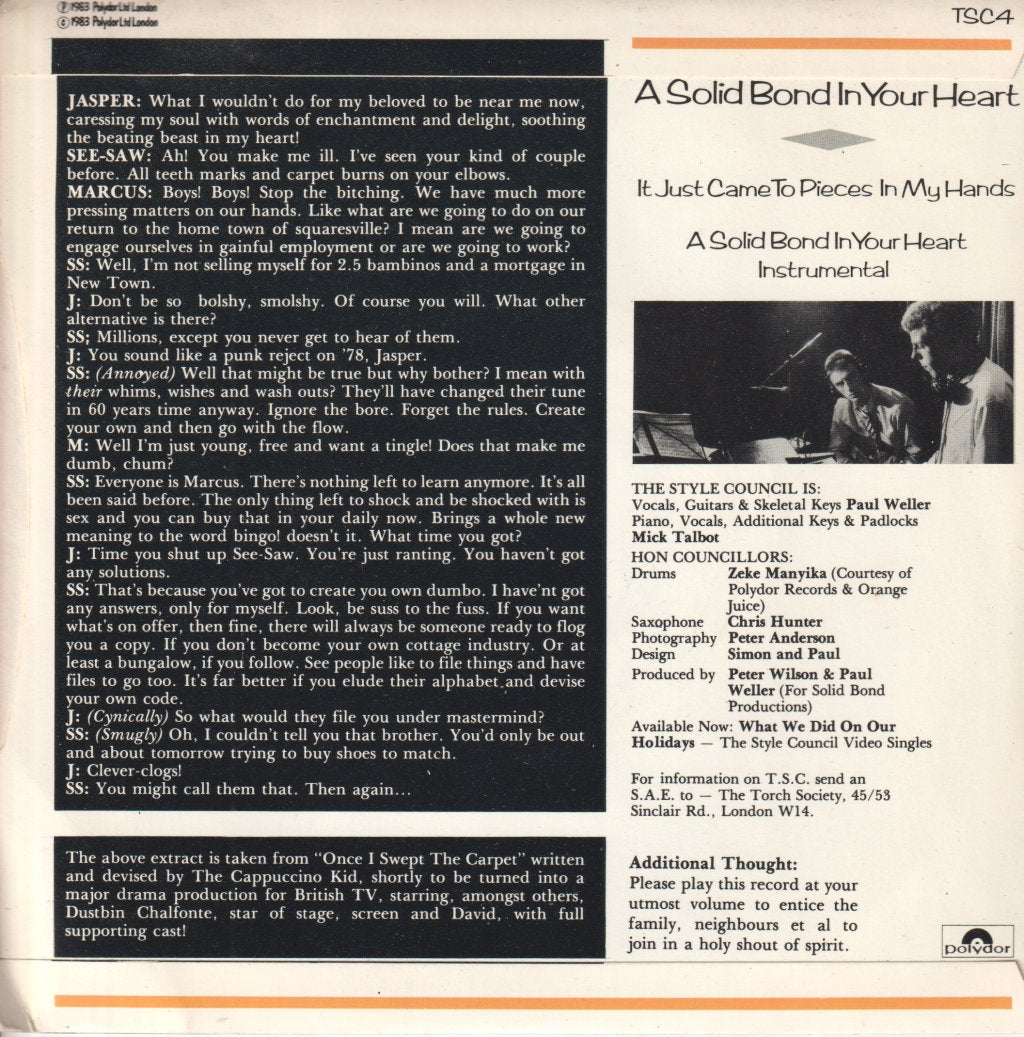 Style Council - A Solid Bond In Your Heart - 7 Inch