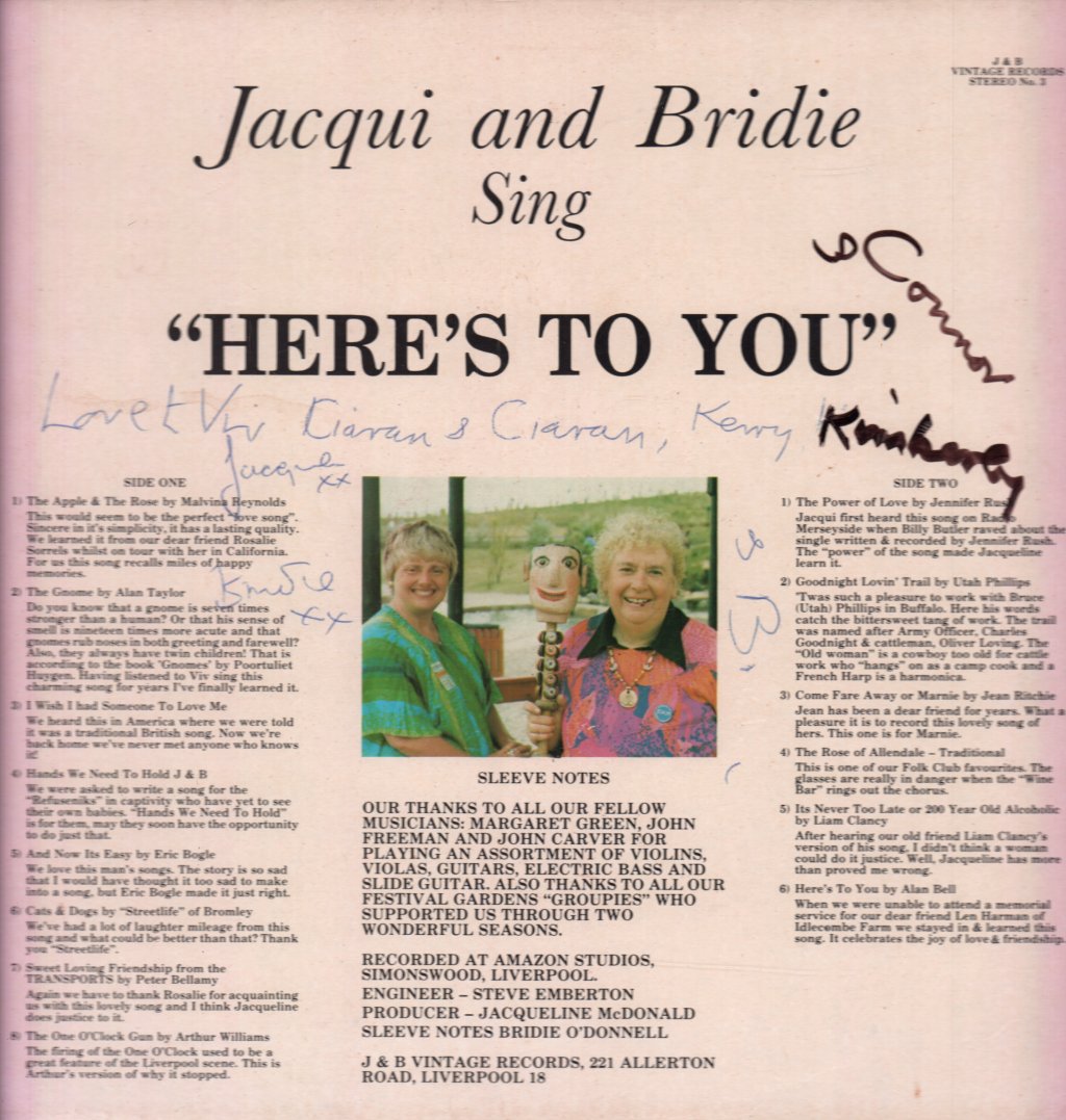Jacqui And Bridie - Here's To You - Lp