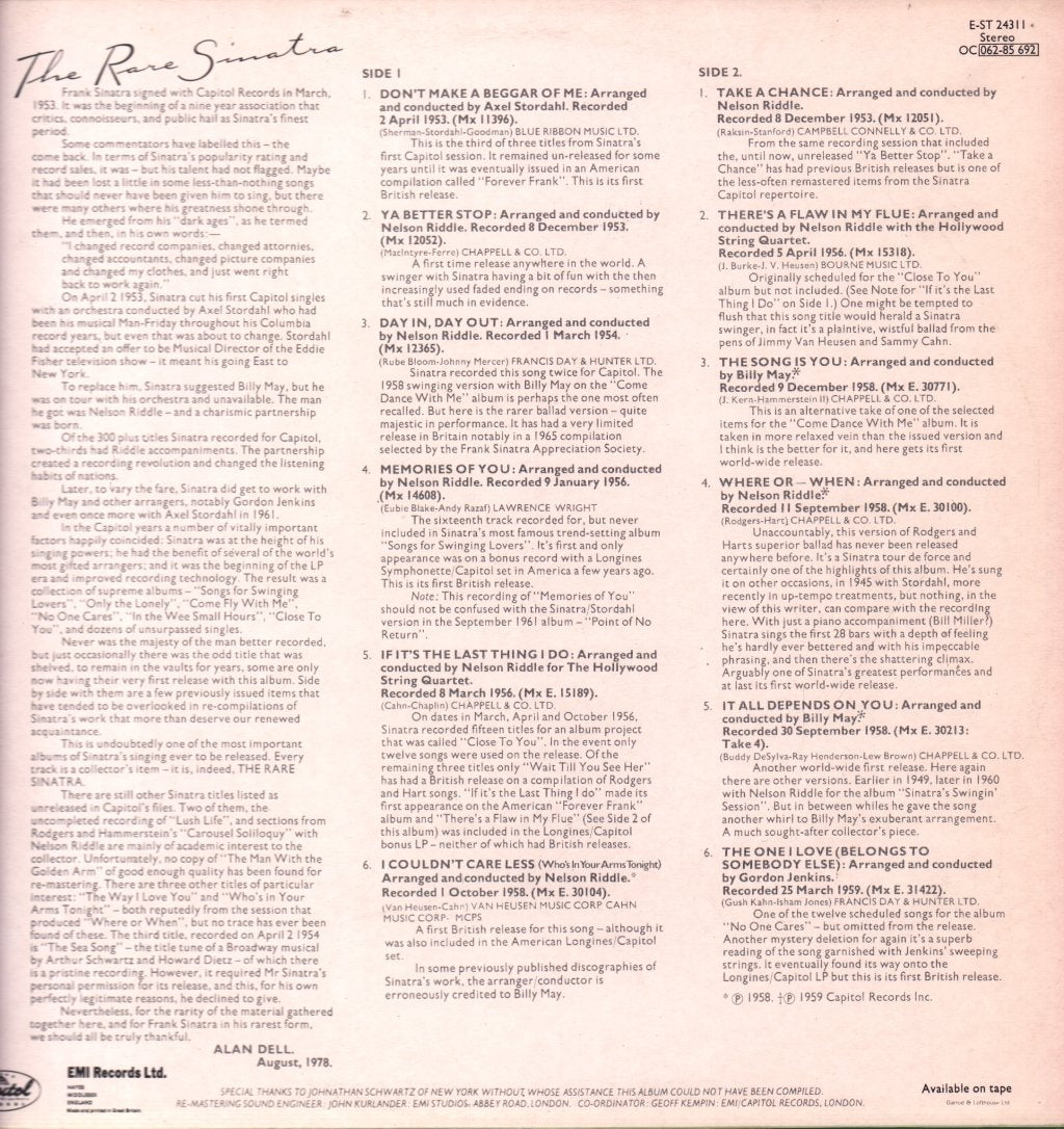 Frank Sinatra - Rare Sinatra - Lp