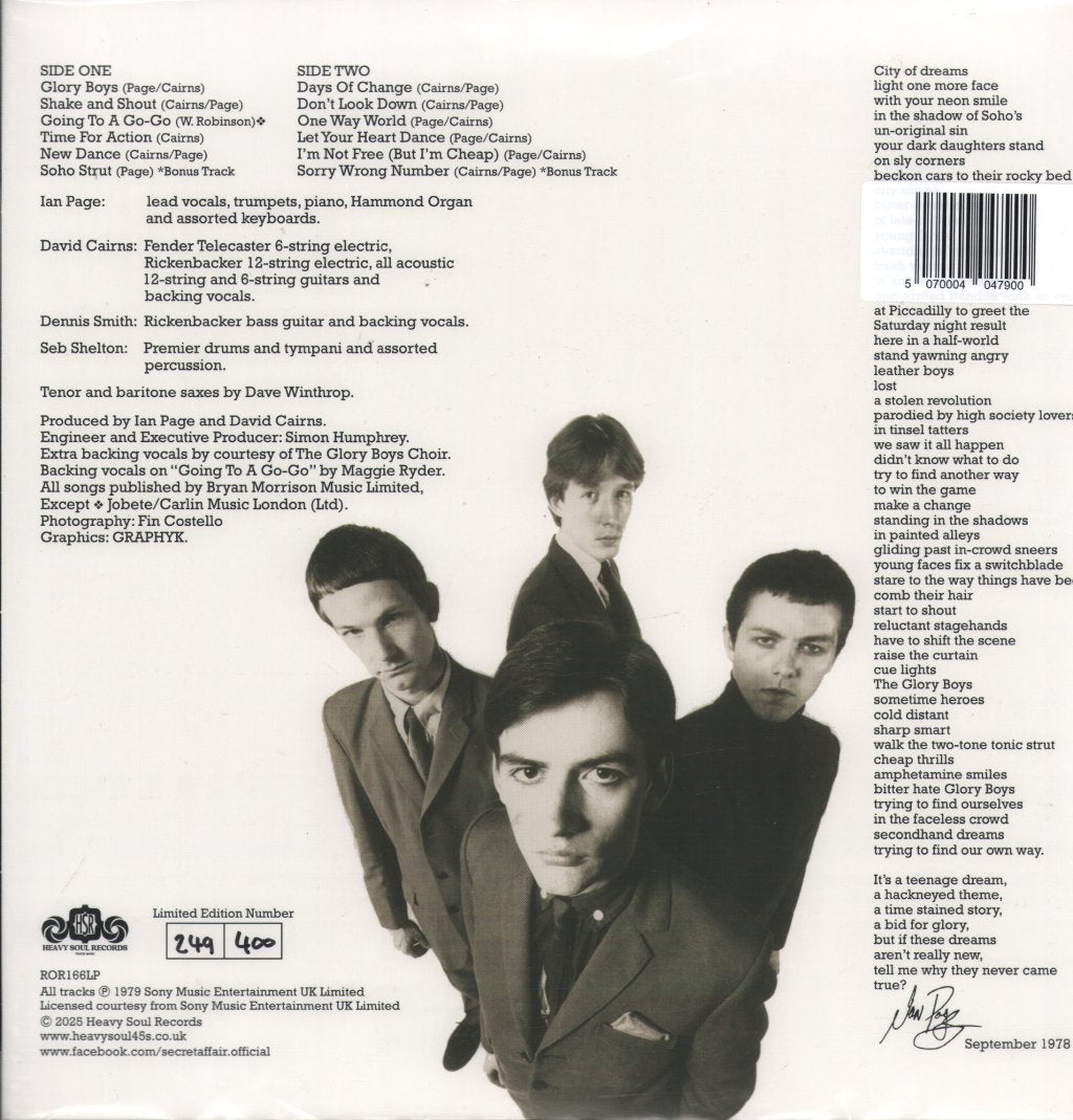 Secret Affair - Glory Boys (45th Anniversary Edition) - Lp
