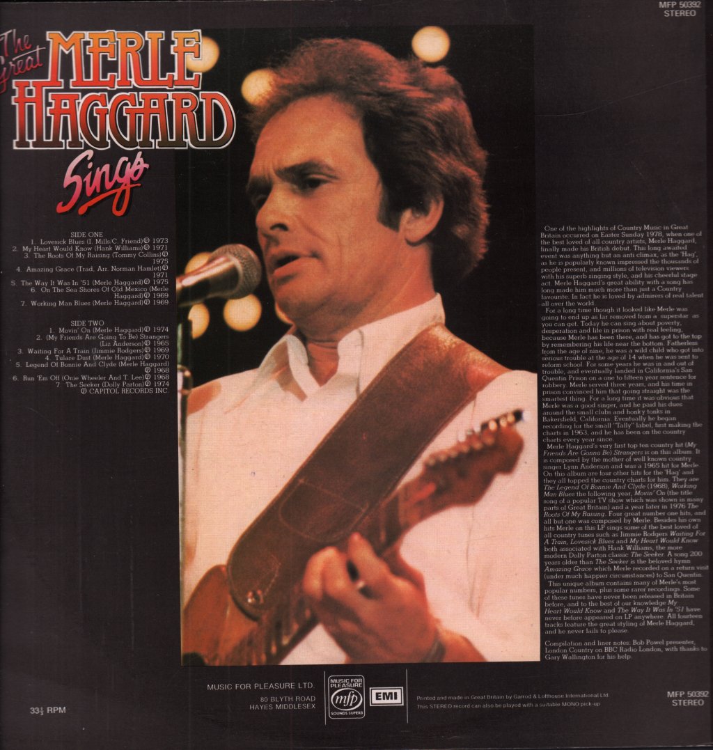 Merle Haggard - Great Merle Haggard Sings - Lp