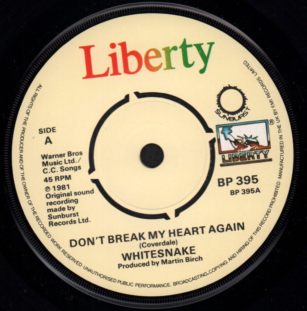 Whitesnake - Don't Break My Heart Again - 7 Inch