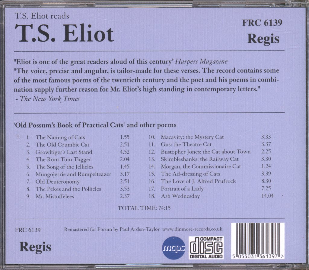 T. S. Eliot - T.S. Eliot Reads T.S. Eliot - Cd