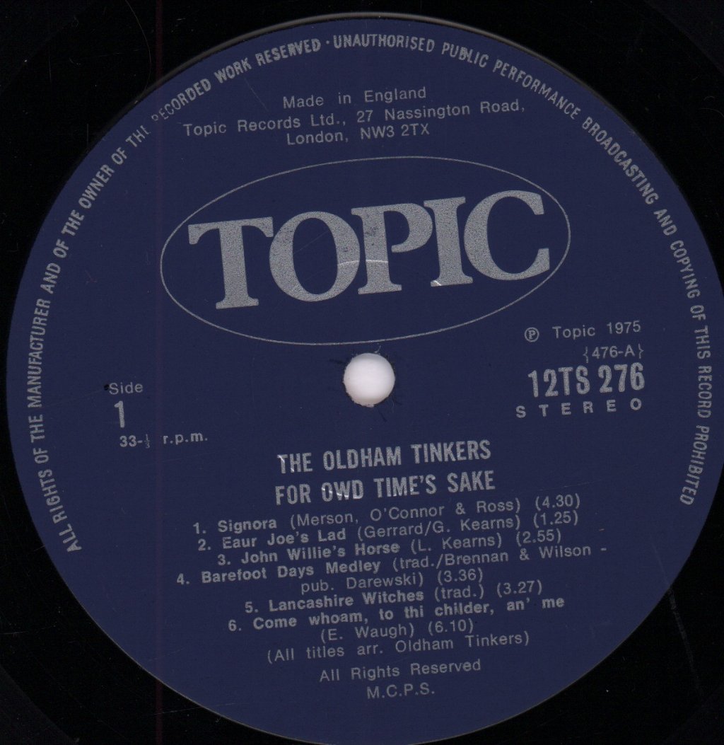 Oldham Tinkers - For Old Time's Sake - Lp