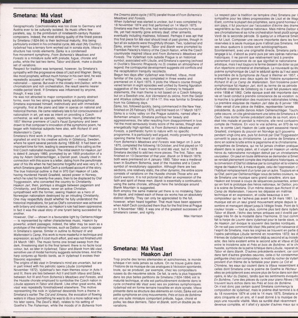 Walter Weller / Israel Philharmonic Orchestra - Bedrich Smetana - Má Vlast (My Country) / Haakon Jarl - Double Lp