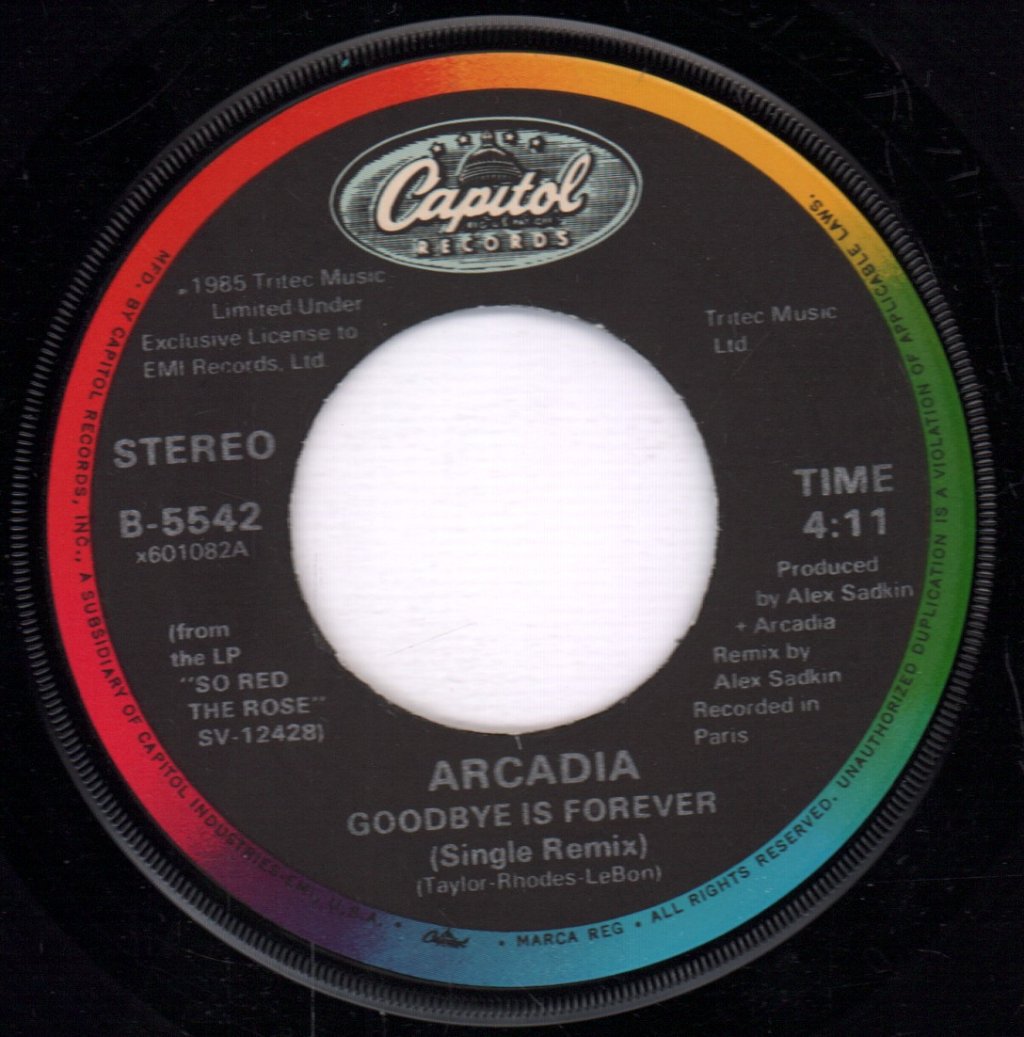 Arcadia (80'S Pop) - Goodbye Is Forever - 7 Inch