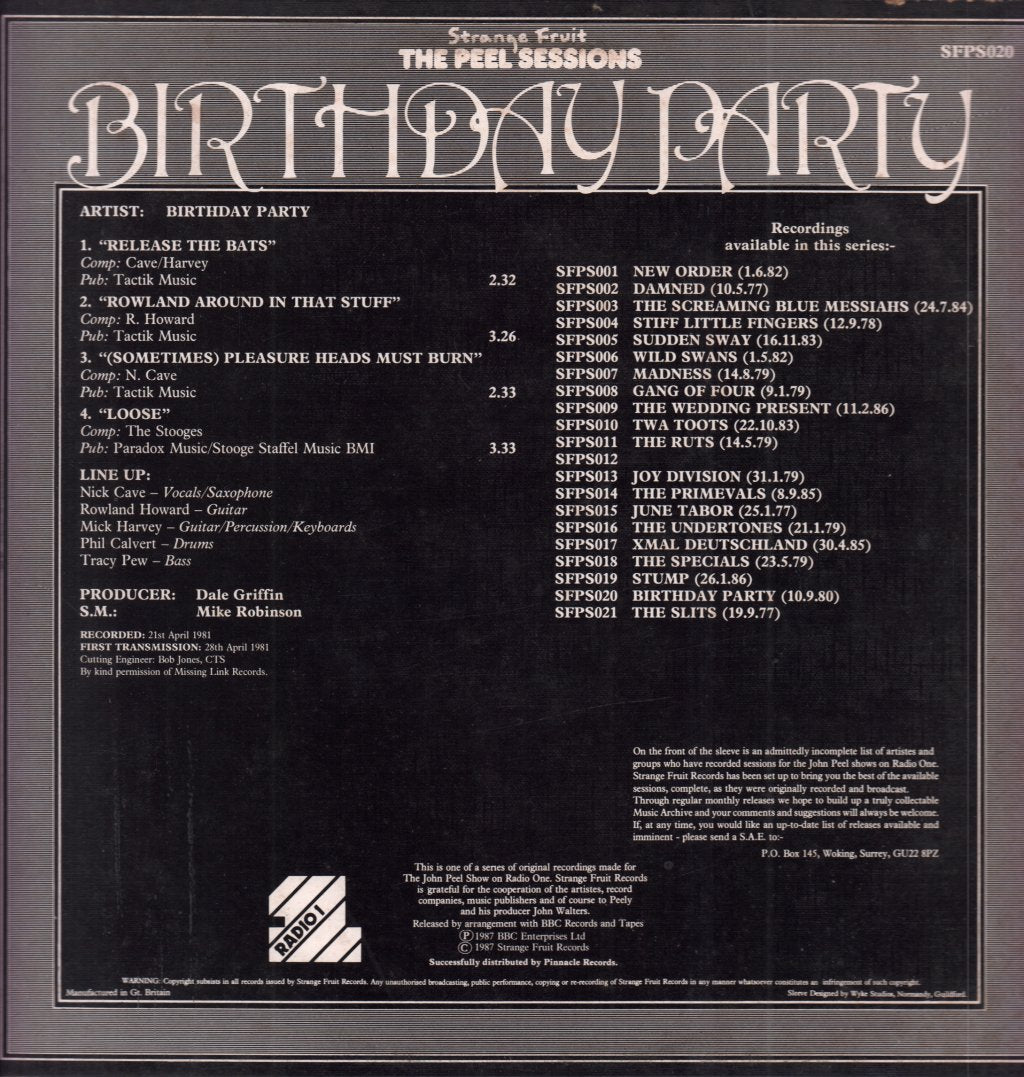 Birthday Party - Peel Sessions - 12 Inch