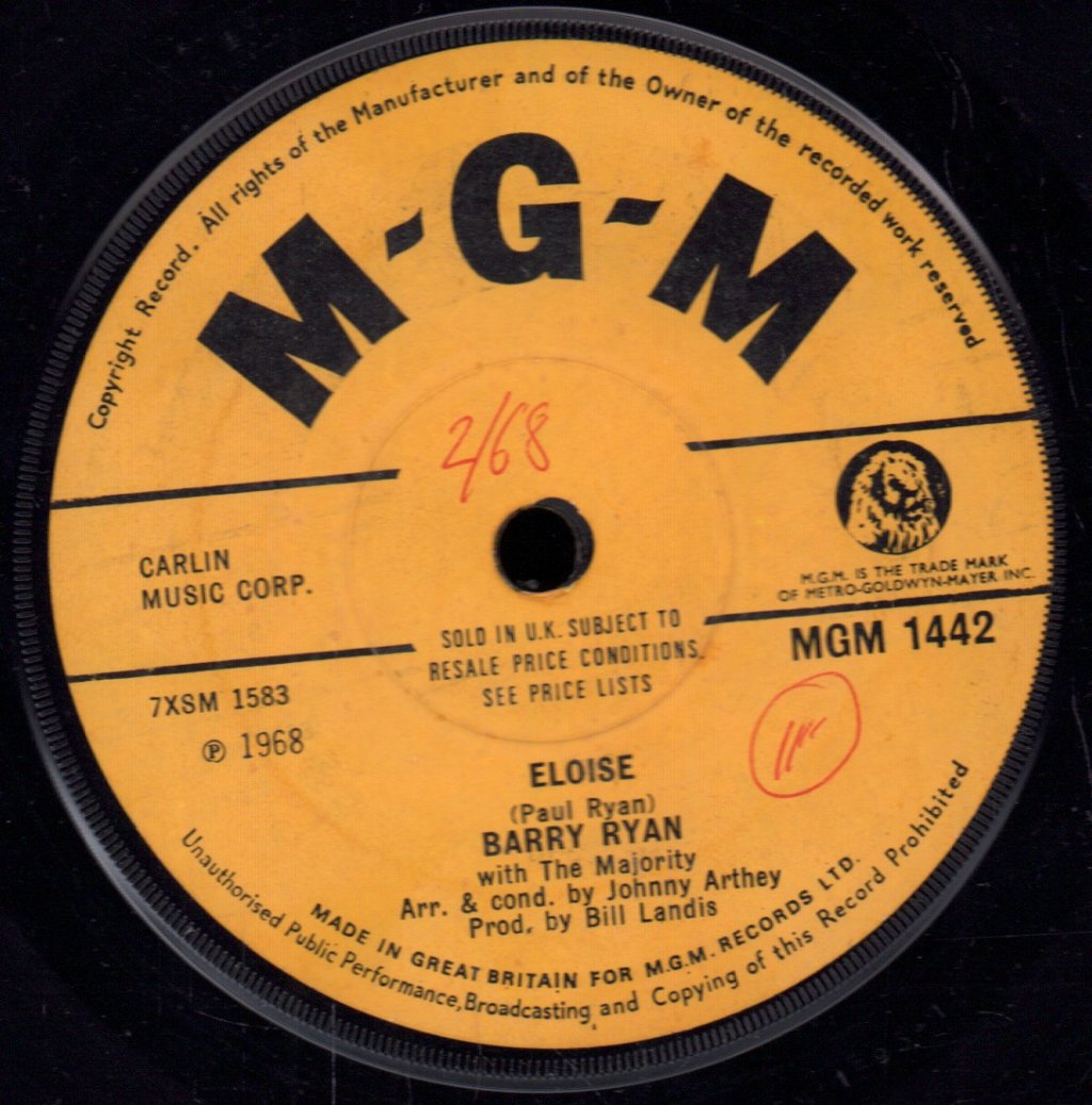 Barry Ryan - Eloise - 7 Inch