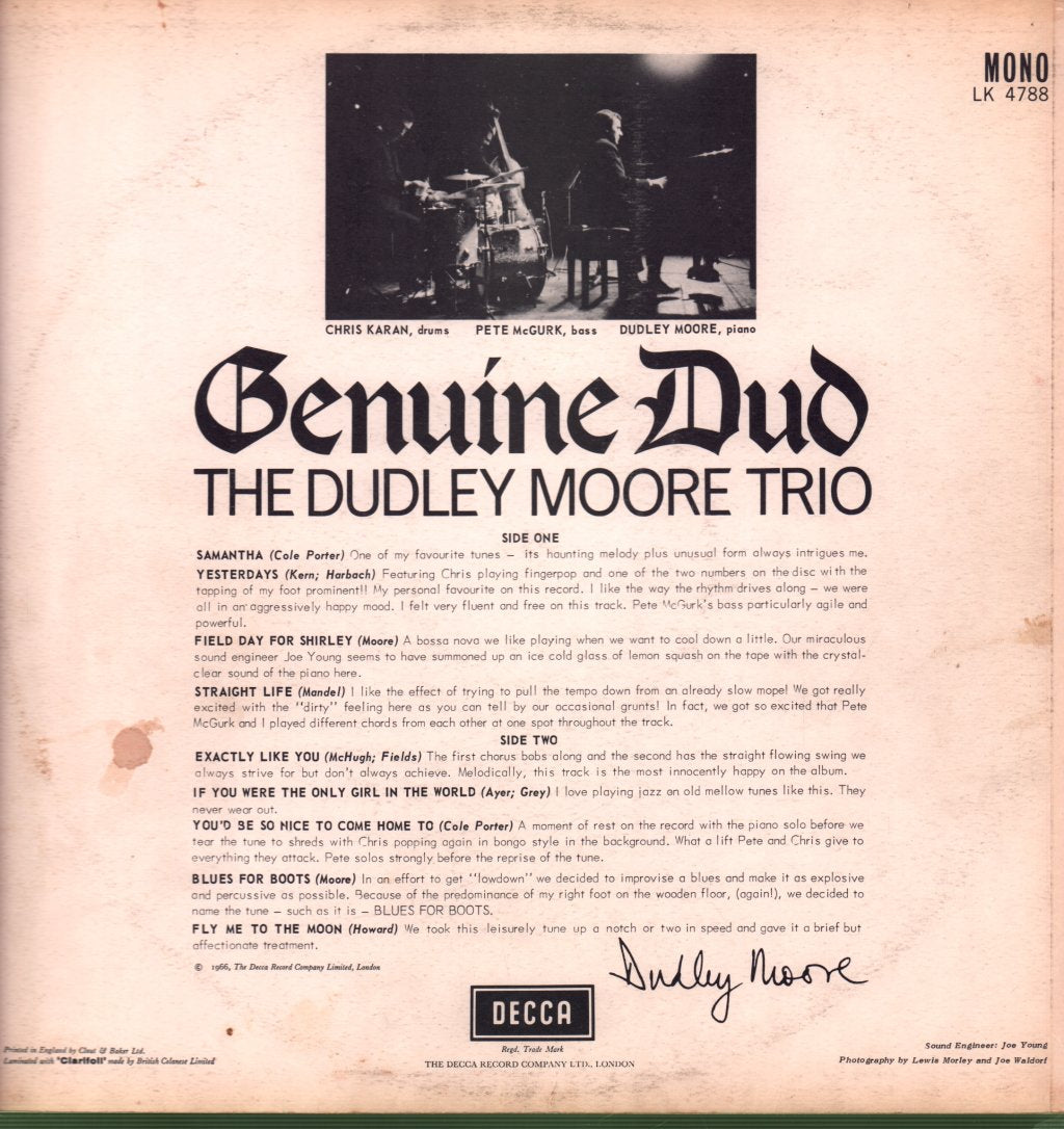 Dudley Moore Trio - Genuine Dud - Lp