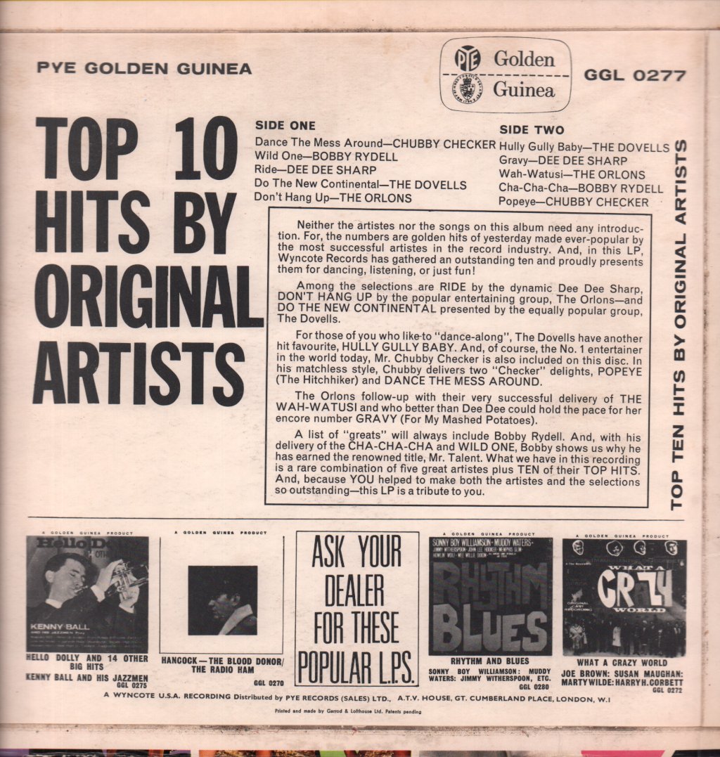 Various Artists - Top 10 Hits By Original Artists - Lp