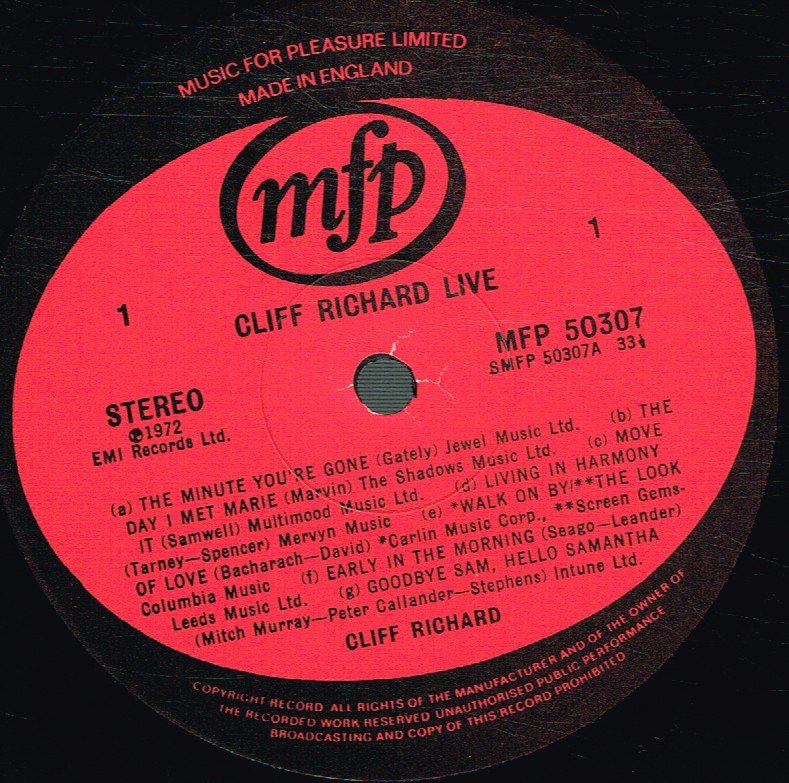 Cliff Richard - Live - Lp